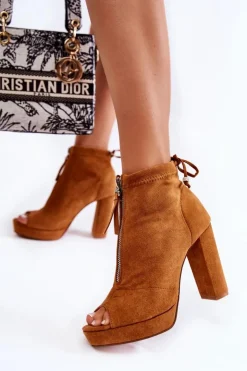 Best Boto Zamszowe Botki Na Suwak Camel Donnita