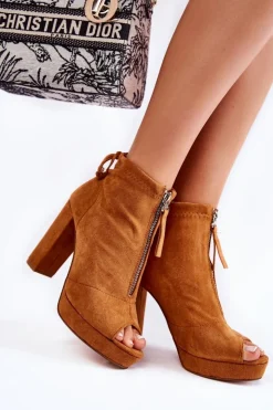 Best Boto Zamszowe Botki Na Suwak Camel Donnita