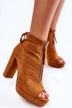 Best Boto Zamszowe Botki Na Suwak Camel Donnita