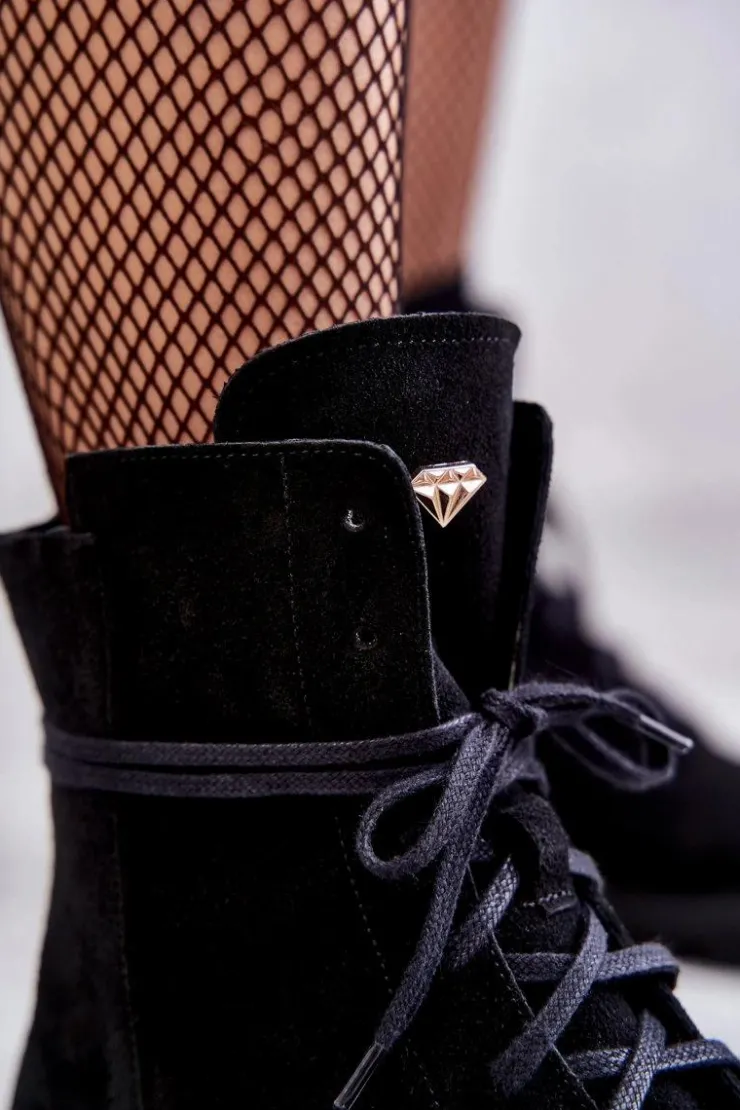 Discount Boto Zamszowe Botki Na Suwak Nicole 2754 Czarne