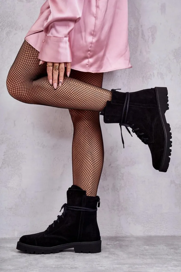 Discount Boto Zamszowe Botki Na Suwak Nicole 2754 Czarne