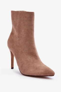 Boto Brązowe I Beżowe Botki|Botki Na Obcasie*Zamszowe Botki Na Szpilce Beżowe Eberpia