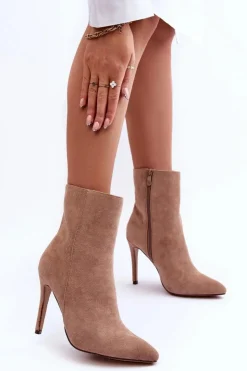 Boto Brązowe I Beżowe Botki|Botki Na Obcasie*Zamszowe Botki Na Szpilce Beżowe Eberpia