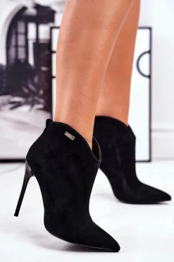 Outlet GOE Zamszowe Botki Na Szpilce GG2N3033 Czarne