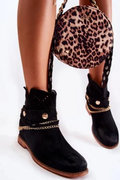 Boto Botki Wiosenne|Botki Na Koturnie*Zamszowe Botki Na Ukrytym Koturnie Czarne Verine