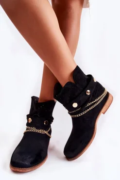 Boto Botki Wiosenne|Botki Na Koturnie*Zamszowe Botki Na Ukrytym Koturnie Czarne Verine