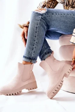 Boto Botki Zimowe Damskie|Brązowe I Beżowe Botki*Zamszowe Botki Ocieplane Jasnobeżowe Tozzi