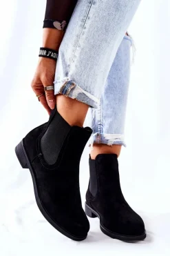 Boto Czarne Botki|Botki Zimowe Damskie*Zamszowe Botki Sztyblety Czarne Astate