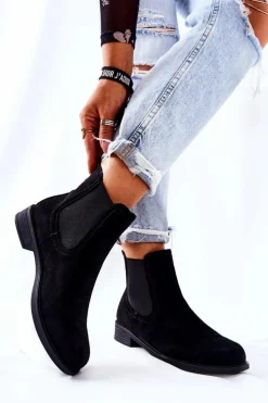 Boto Czarne Botki|Botki Zimowe Damskie*Zamszowe Botki Sztyblety Czarne Astate
