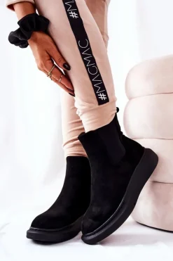 Hot Boto Zamszowe Botki Sztyblety Na Platformie Czarne Marissa