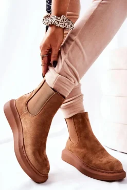 Boto Czarne Botki|Botki Zimowe Damskie*Zamszowe Botki Sztyblety Na Platformie Beżowe Marissa