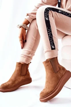 Boto Czarne Botki|Botki Zimowe Damskie*Zamszowe Botki Sztyblety Na Platformie Beżowe Marissa