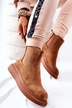 Boto Czarne Botki|Botki Zimowe Damskie*Zamszowe Botki Sztyblety Na Platformie Beżowe Marissa