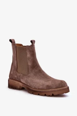 Outlet Boto Zamszowe Botki Sztyblety Brązowe Nicole 2672