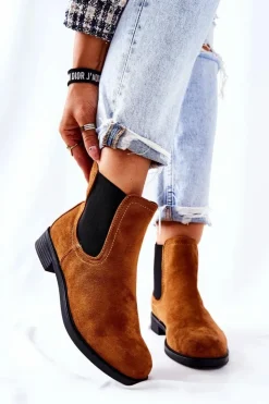 Damskie Boto Zamszowe Botki Sztyblety Camel Astate