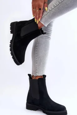 Boto Botki Skórzane|Czarne Botki*Zamszowe Botki Sztyblety Czarne Nicole 2672