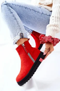 Online Boto Zamszowe Botki Sztyblety Na Platformie Czerwone Nessa