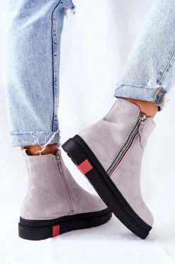 Boto Czarne Botki|Botki Zimowe Damskie*Zamszowe Botki Sztyblety Na Platformie Szare Nessa