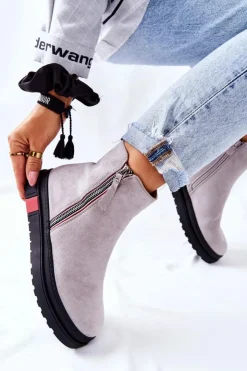 Boto Czarne Botki|Botki Zimowe Damskie*Zamszowe Botki Sztyblety Na Platformie Szare Nessa