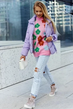 Damskie Damskie buty S.Barski Zamszowe Botki Trapery Wiązane Jasnofioletowe Dalles