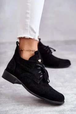 Online Boto Zamszowe Botki Trzewiki Sznurowane Nicole 2781 Czarne