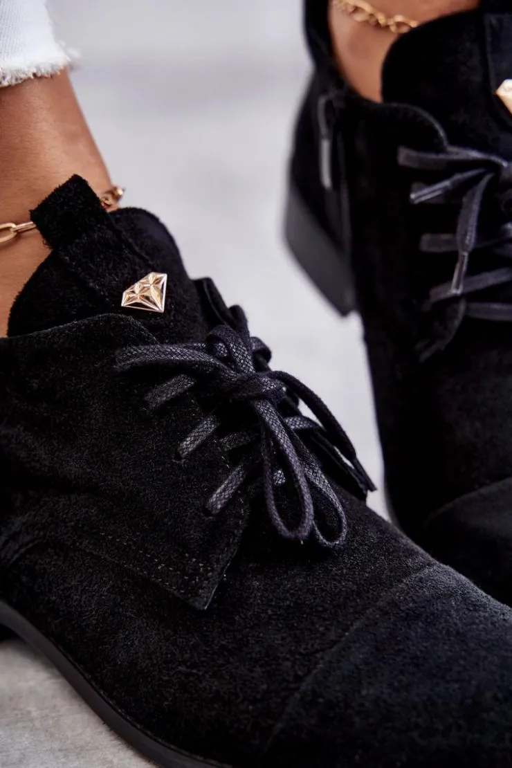 Online Boto Zamszowe Botki Trzewiki Sznurowane Nicole 2781 Czarne