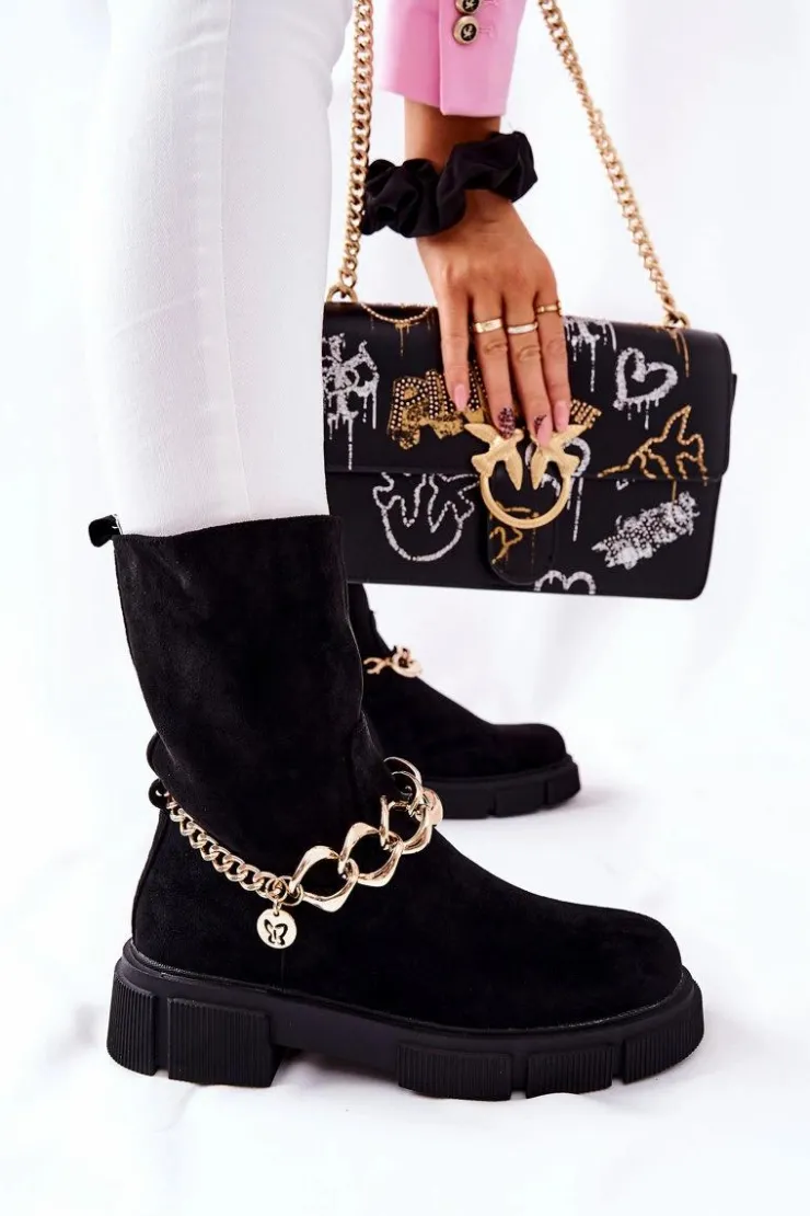 Online Boto Zamszowe Botki Workery Czarne Hellio