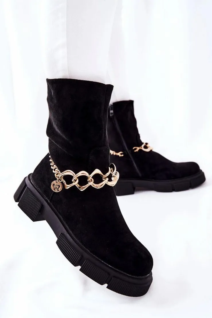 Online Boto Zamszowe Botki Workery Czarne Hellio