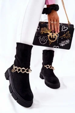 Online Boto Zamszowe Botki Workery Czarne Hellio