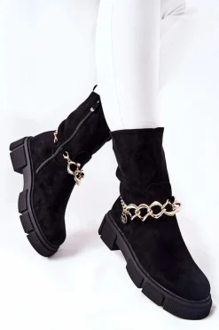 Online Boto Zamszowe Botki Workery Czarne Hellio