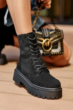 Discount Boto Zamszowe Botki Workery Damskie Czarne Dearia