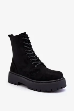 Discount Boto Zamszowe Botki Workery Damskie Czarne Dearia