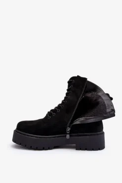 Discount Boto Zamszowe Botki Workery Damskie Czarne Dearia