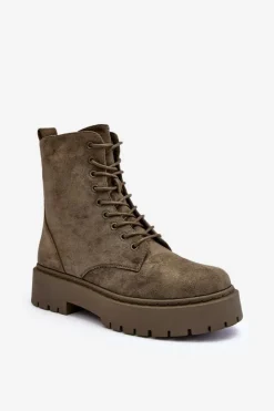 Discount Boto Zamszowe Botki Workery Damskie Zielone Dearia