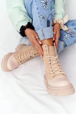 Discount Boto Zamszowe Botki Workery Lewski Shoes 3007-0 Piaskowe