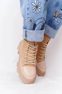 Discount Boto Zamszowe Botki Workery Lewski Shoes 3007-0 Piaskowe