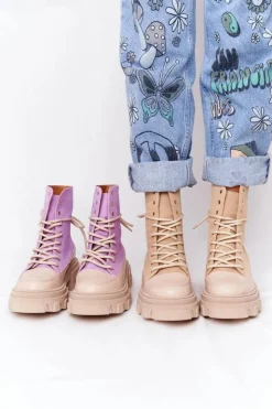 Discount Boto Zamszowe Botki Workery Lewski Shoes 3007-0 Piaskowe