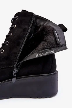 Buty damskie Vinceza Botki Na Koturnie|Czarne Botki*Zamszowe Botki Workery Na Masywnej Platformie Koturnie Czarne Lavica