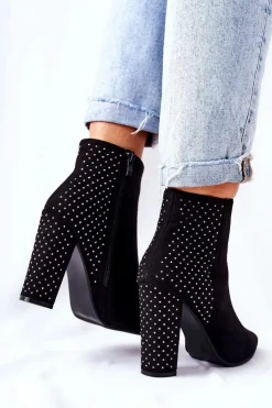 New Boto Zamszowe Botki Z Cekinami Czarne Sorienta