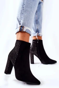 New Boto Zamszowe Botki Z Cekinami Czarne Sorienta