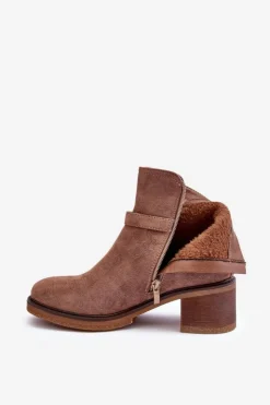 Boto Botki Na Słupku|Botki Zimowe Damskie*Zamszowe Botki Z Klamrą Brązowe Neste