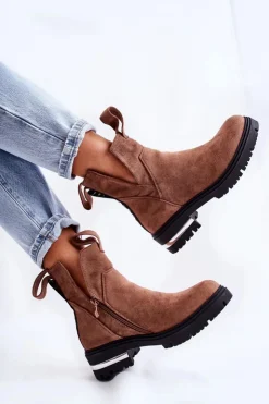 Sale Boto Zamszowe Botki Z Wycięciami Brązowe Elvera