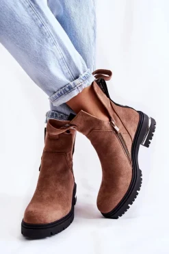 Sale Boto Zamszowe Botki Z Wycięciami Brązowe Elvera