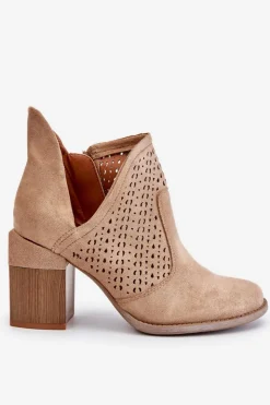 Online Boto Zamszowe Botki Z Wycięciem Beżowe Layne