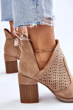 Online Boto Zamszowe Botki Z Wycięciem Beżowe Layne