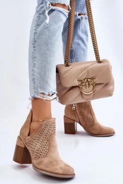 Online Boto Zamszowe Botki Z Wycięciem Beżowe Layne