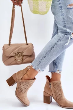 Online Boto Zamszowe Botki Z Wycięciem Beżowe Layne