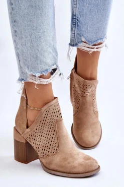 Online Boto Zamszowe Botki Z Wycięciem Beżowe Layne