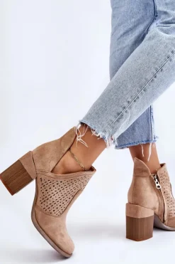 Online Boto Zamszowe Botki Z Wycięciem Beżowe Layne