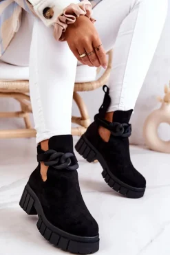 Boto Botki Wiosenne|Czarne Botki*Zamszowe Botki Z Wycięciem Czarne Kirsten